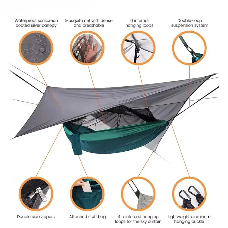 Camping Hammock with mosquito net and tarp - Frogfinds