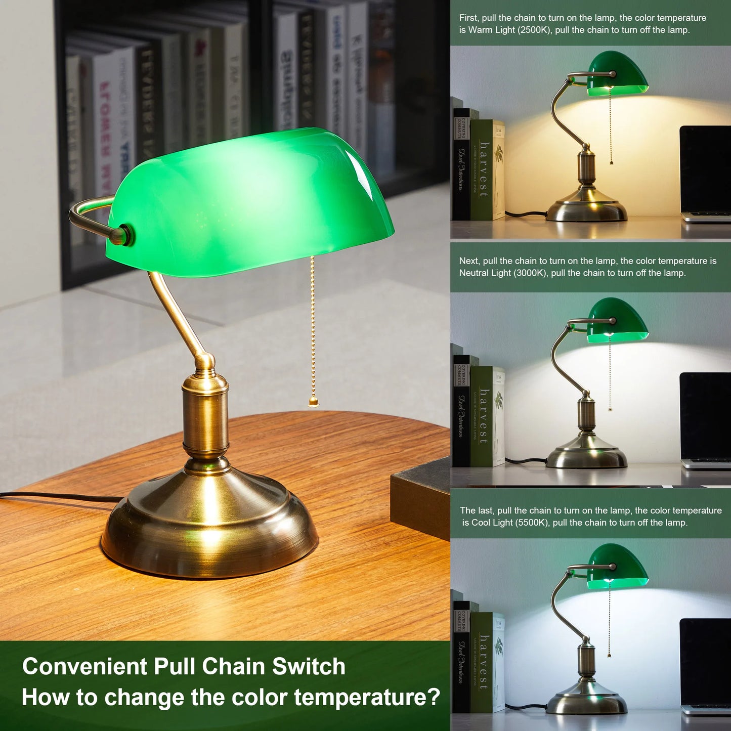Classic Green Bankers Desk Lamp - Frogfinds