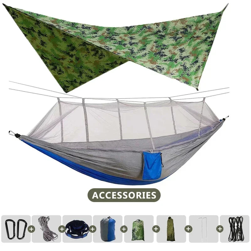 Camping Hammock with mosquito net and tarp - Frogfinds