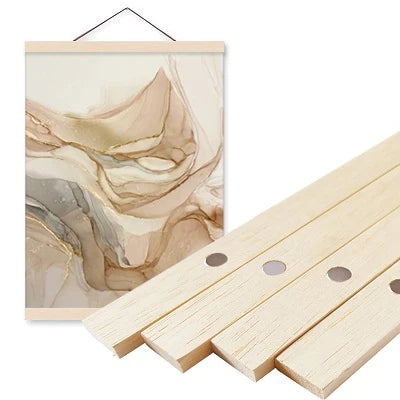 Teak wood print poster hanger frame - Frogfinds