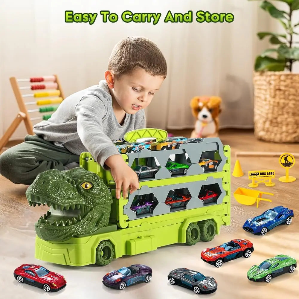 Dinosaur Truck with 6 Cars - Frogfinds