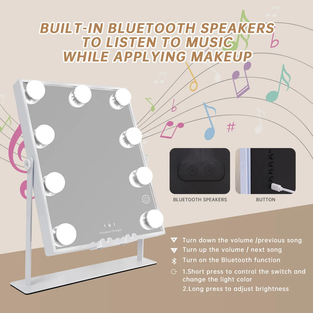 Bluetooth Lighted Vanity Mirror with Wireless Charging - Frogfinds
