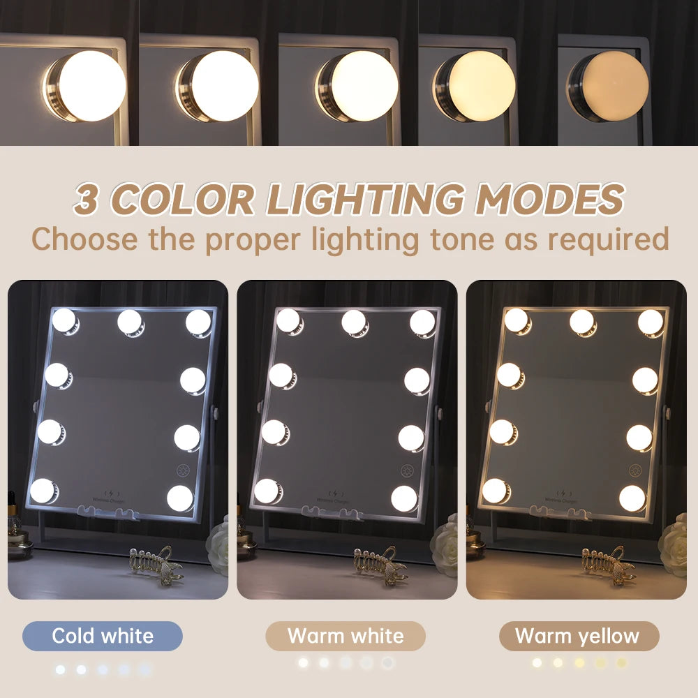 Bluetooth Lighted Vanity Mirror with Wireless Charging - Frogfinds