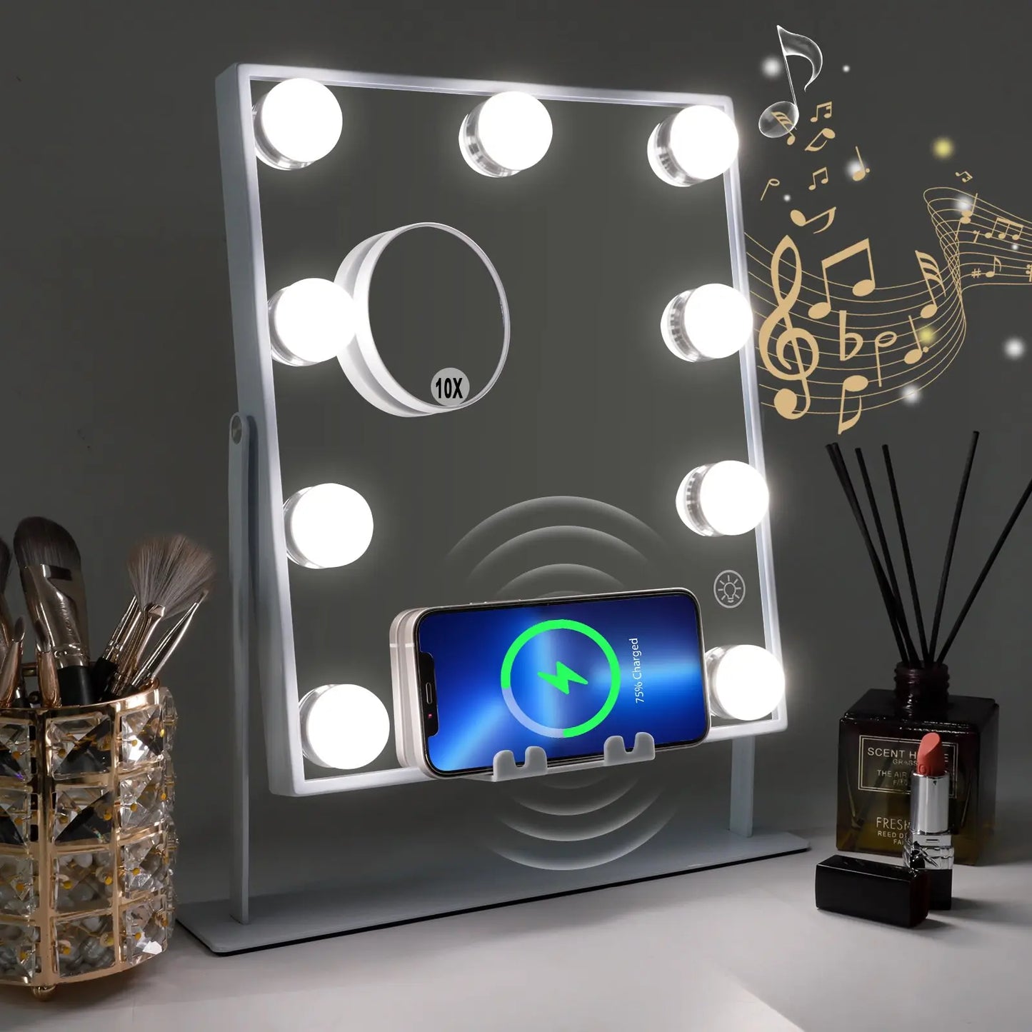 Bluetooth Lighted Vanity Mirror with Wireless Charging - Frogfinds
