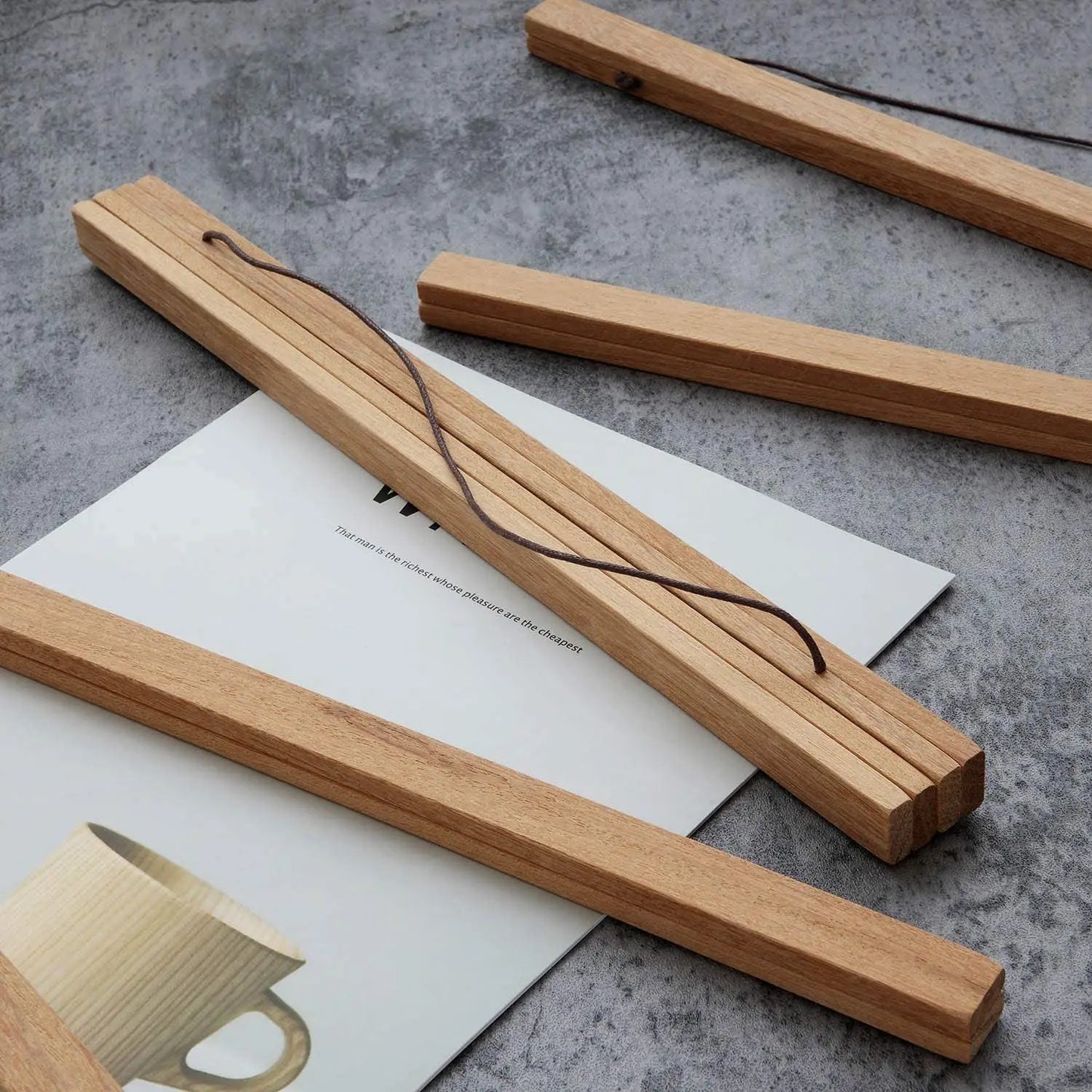 Teak wood print poster hanger frame - Frogfinds