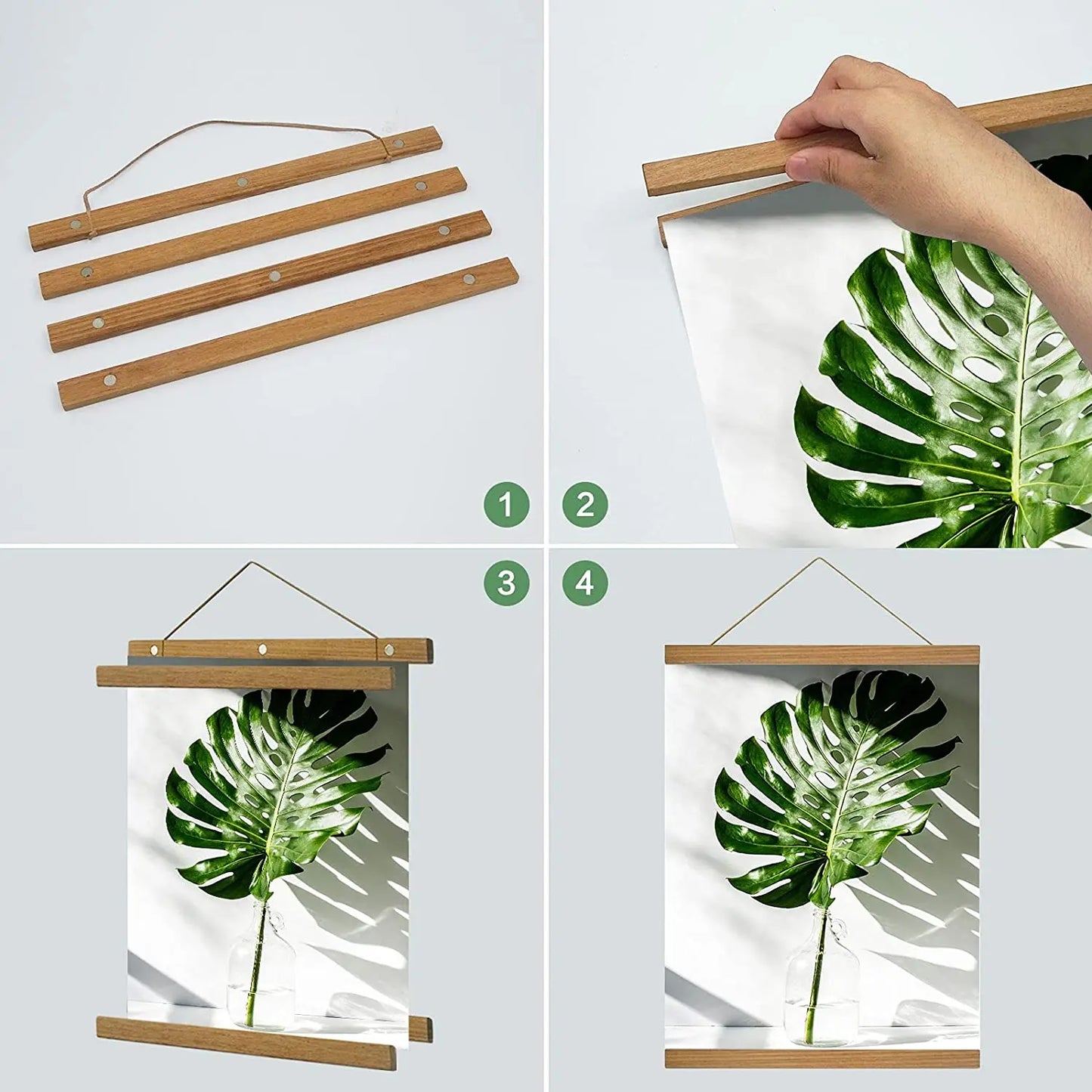 Teak wood print poster hanger frame - Frogfinds