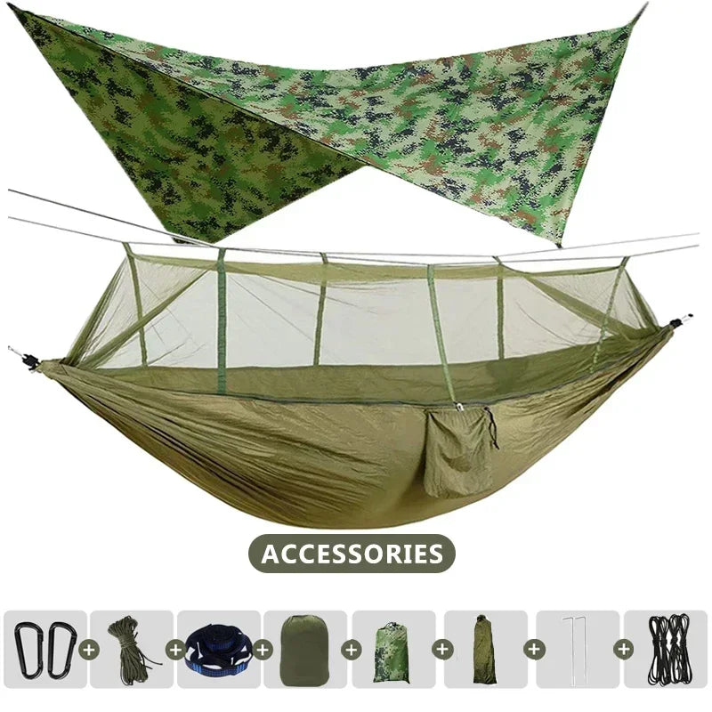 Camping Hammock with mosquito net and tarp - Frogfinds