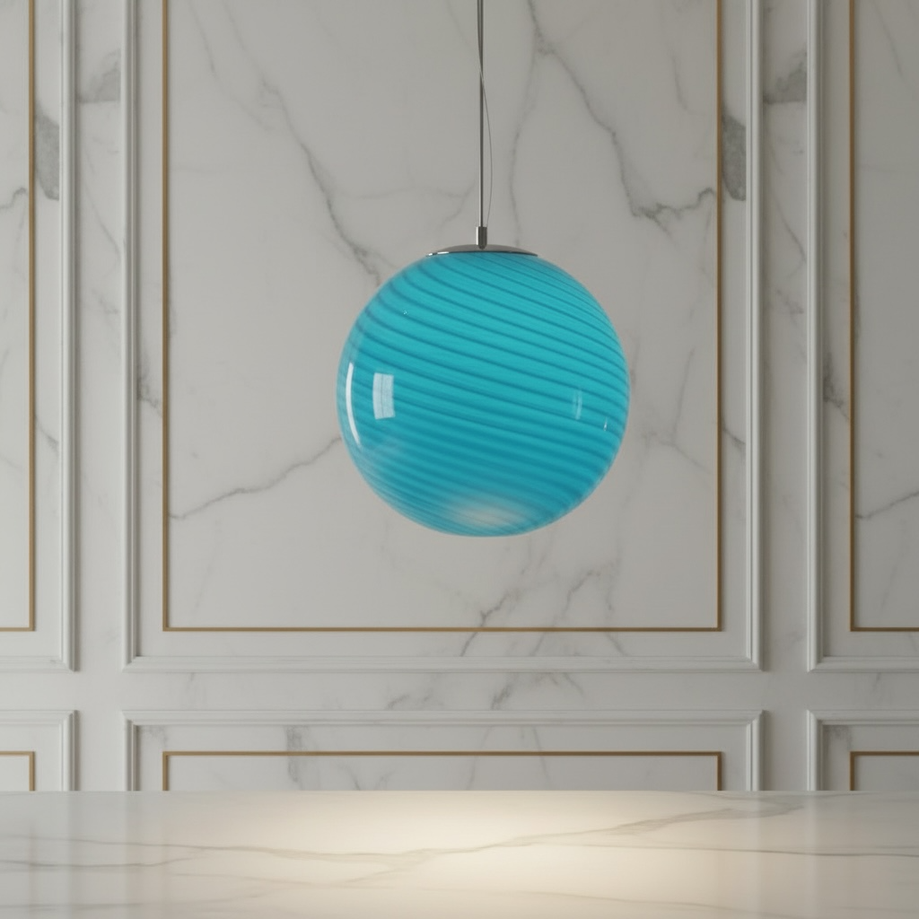 Handblown Swirl Hanging Lamp – Vintage-Inspired Design