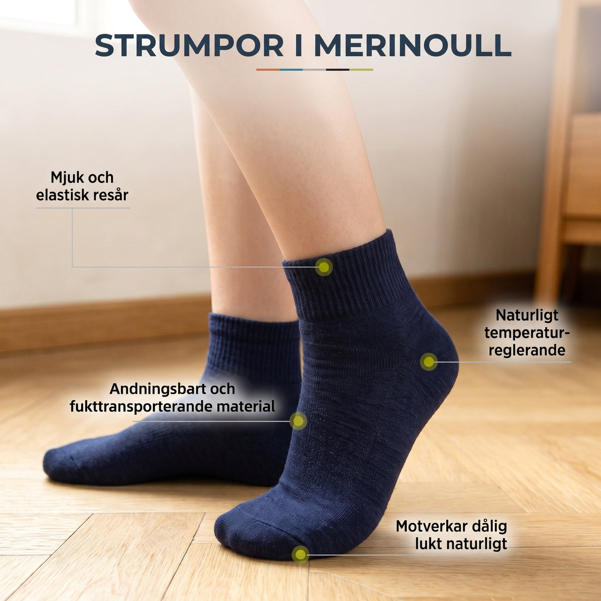 Klassiska ankelstrumpor i Premium© Merinoull