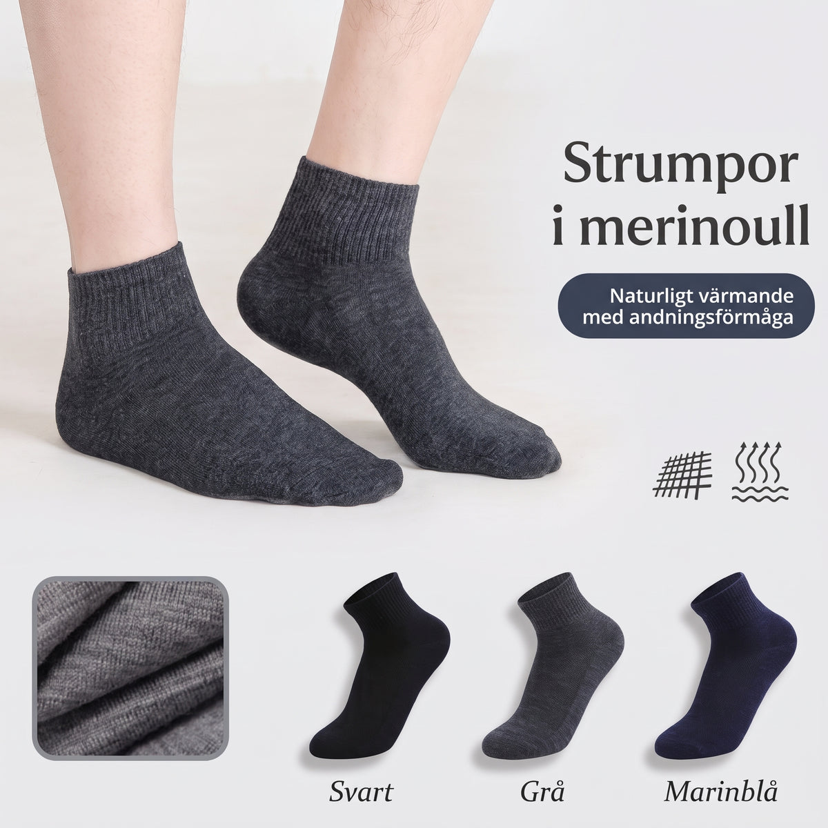 Klassiska ankelstrumpor i Premium© Merinoull